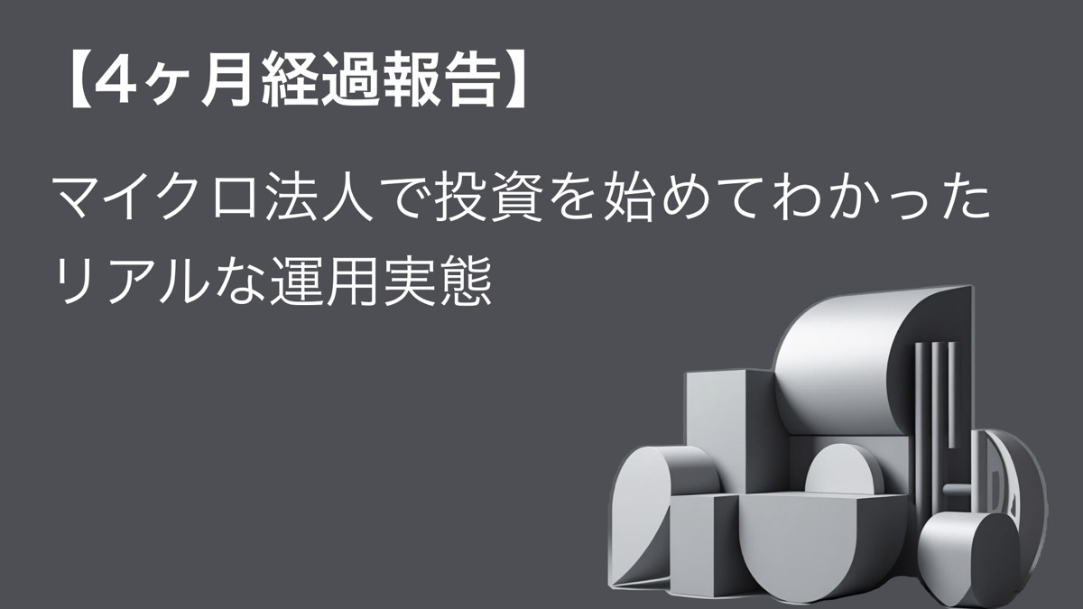 【4ヶ月経過報告】マイクロ法人で投資を始めてわかったリアルな運用実態